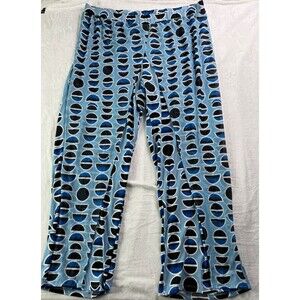 Ashley Stewart Women's Pants Size 30/32 Blue Circle Print w/Mesh Panels NEW